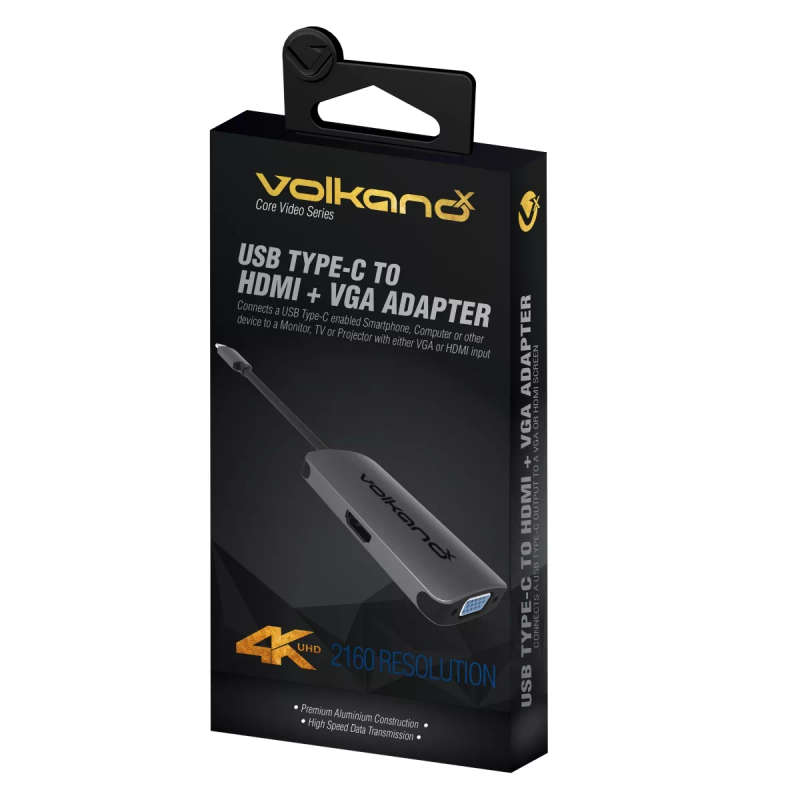 Volkano X Core Video Series USB Type C to HDMI & VGA