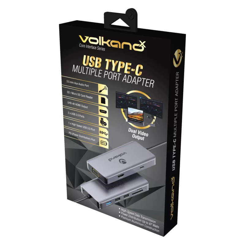 VolkanoX Core Interface Series 9-in-1 Multiport Adapter Hub and Card Reader