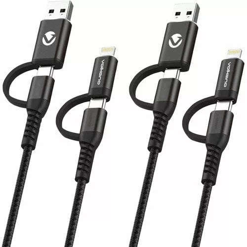 Volkano Weave Series 2-pack 4-in-1 Charge and Data Cable