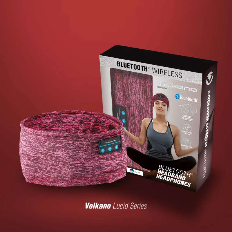 Volkano Lucid Series Bluetooth Headband Headphones - Red