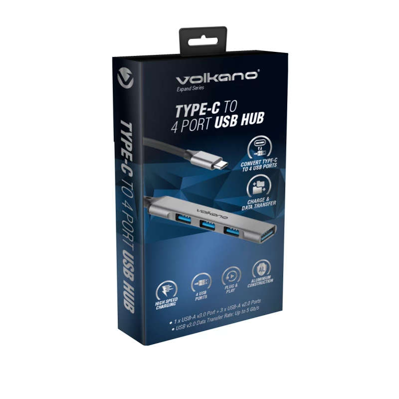 Volkano Expand Series 4-port Type-C USB Hub