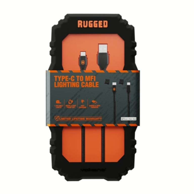 Volkano Rugged Type-C to MFI Lighting Water and Dust Proof Cable 1.2m