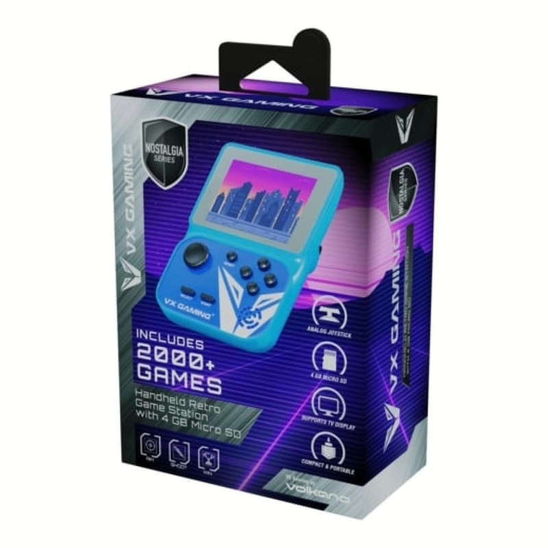 Volkano VX Gaming Nostalgia Series Handheld 4GB Retro Game Station Blue