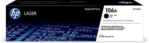 HP 106A Black Toner Cartridge 1,000 Pages Original W1106A Single-pack