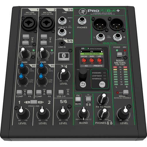 Mackie ProFX6 v3+ - 6-Channel Analog Mixer  w/ Built-In FX/ USB Recording/ Bluetooth