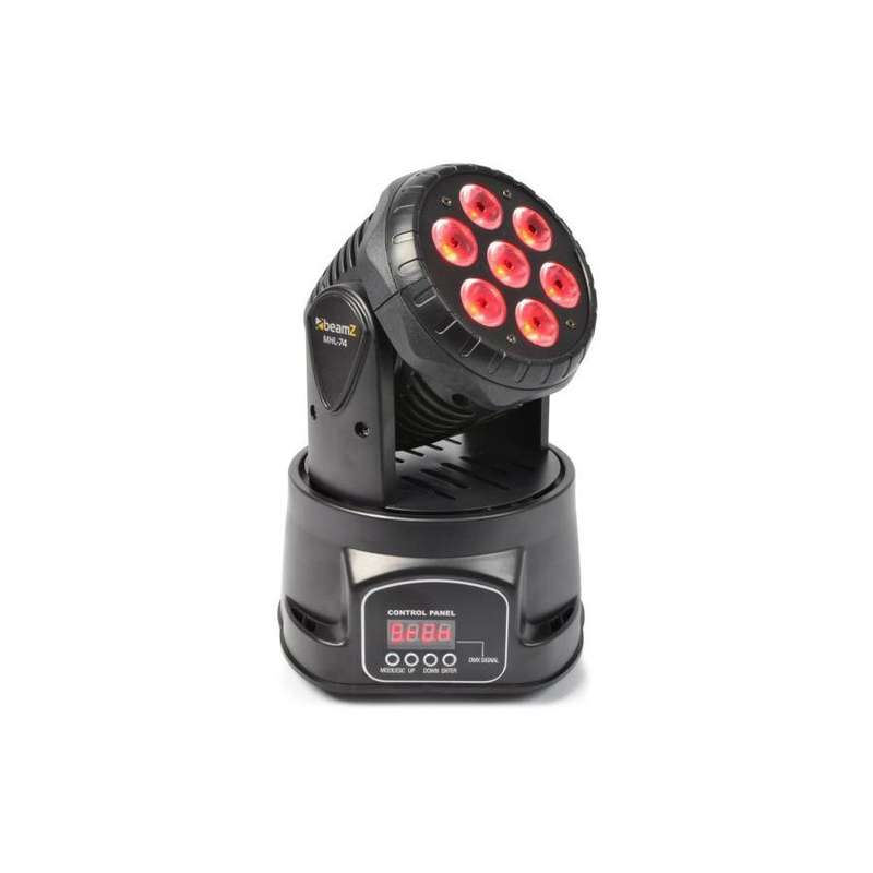 BeamZ MHL74 Mini Moving Head Wash 7X 10W DMX 12-Channel Quad LED