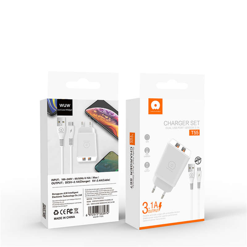 WUW-T55 3.1A 2USB Charger - Micro
