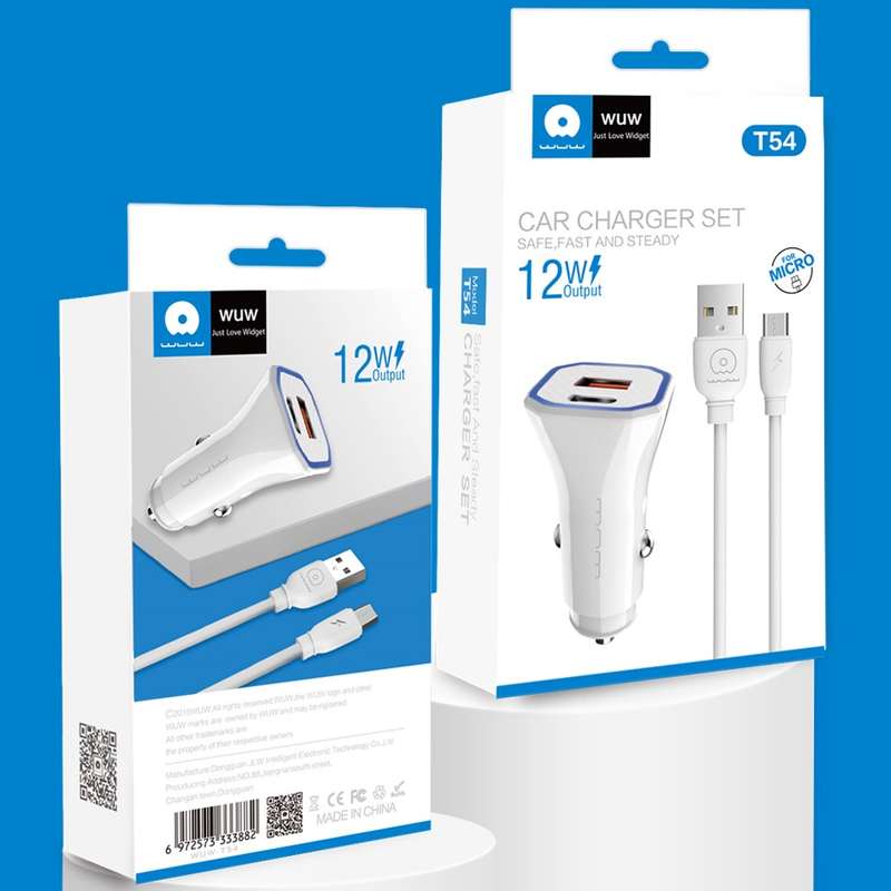 WUW-T54 12W USB+USB-C Car Charger - Micro