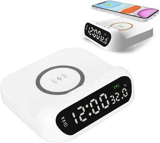 Wireless Fast Charger with Alarm Clock & Temperature Display