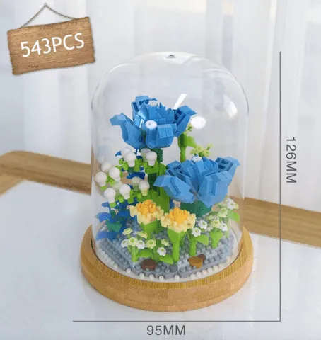 Blue Rose Bouquet Building Blocks 543 Pieces
