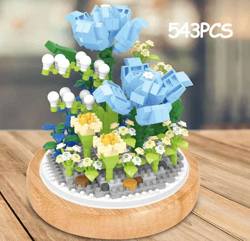 Blue Rose Bouquet Building Blocks 543 Pieces