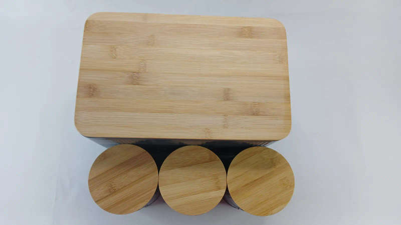 Bread Bin With Bamboo Lids And Canister Set
