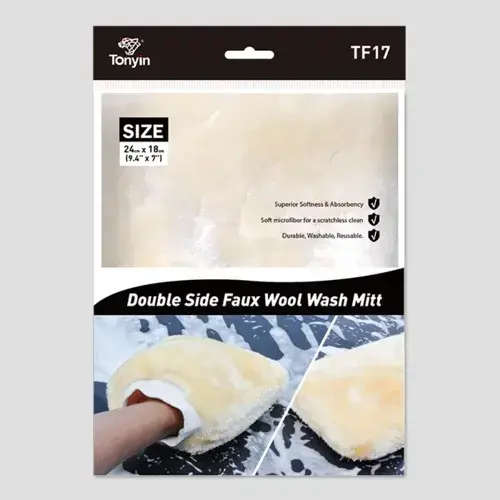 Tonyin Double Sided Faux Wool Wash Mitt