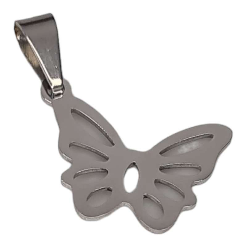 Butterfly pendant, stainless steel, 24mm
