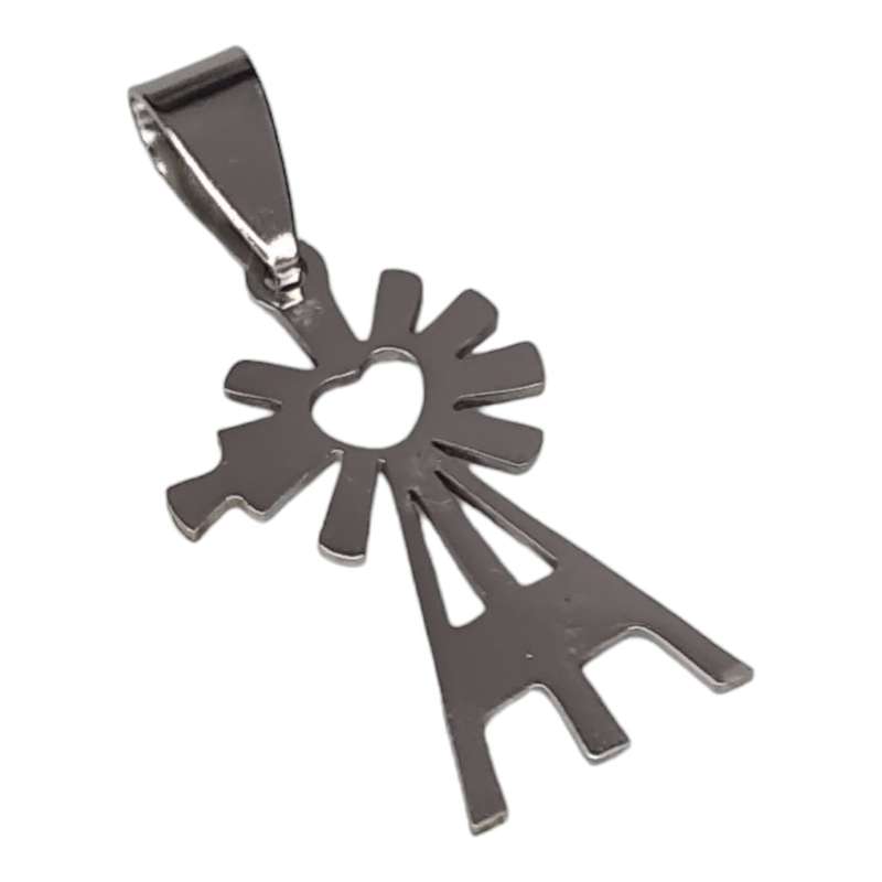 Windmill pendant, stainless steel, 32mm