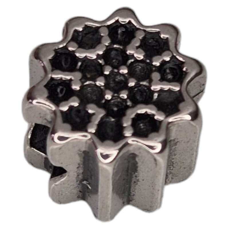 Bead in stainless steel, flower design, 12mm