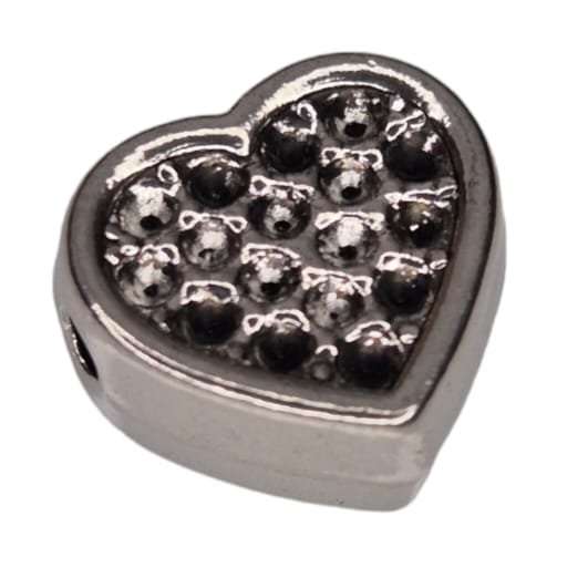 Heart bead in stainless steel, 14mm