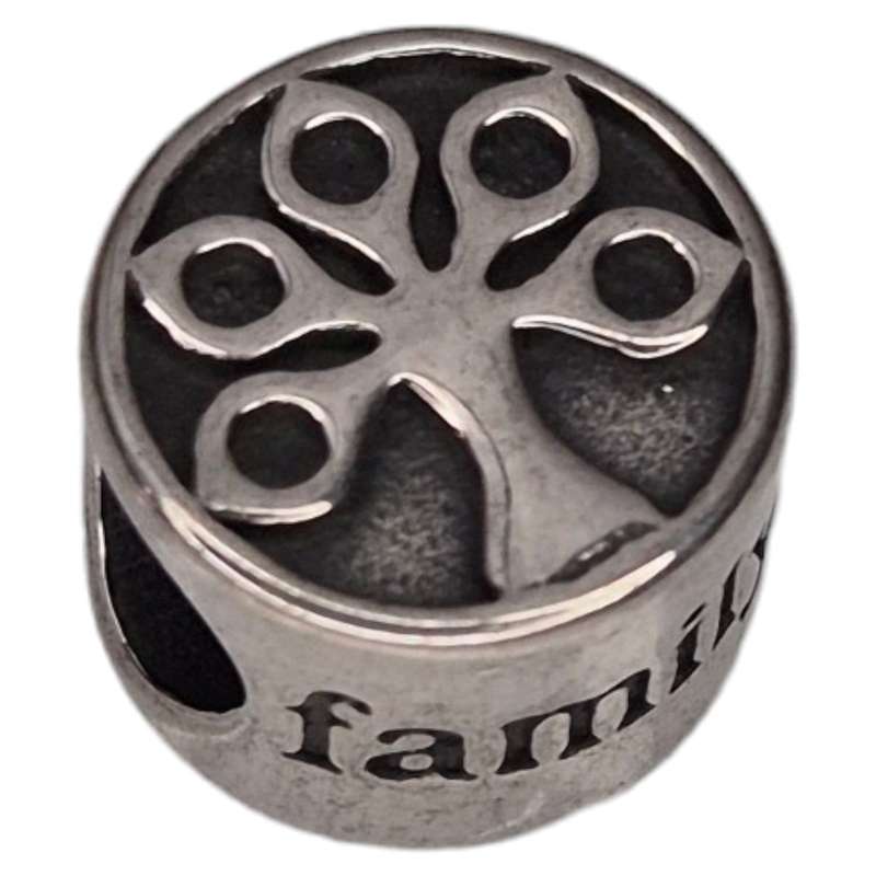 Bead in stainless steel, tree design, 11mm