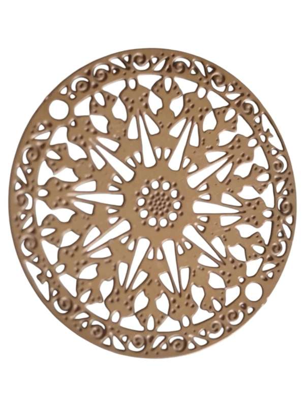 Rose gold Mandala disc Pendant, Stainless steel, 1.8cm in diameter, 1mm hole diameter on either side