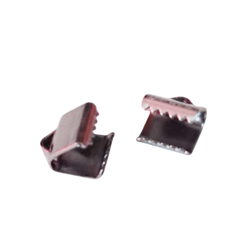 17 x Ribbon crimp end, 6mm wide, Stainless steel