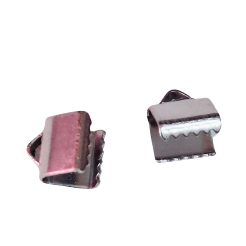 17 x Ribbon crimp end, 6mm wide, Stainless steel