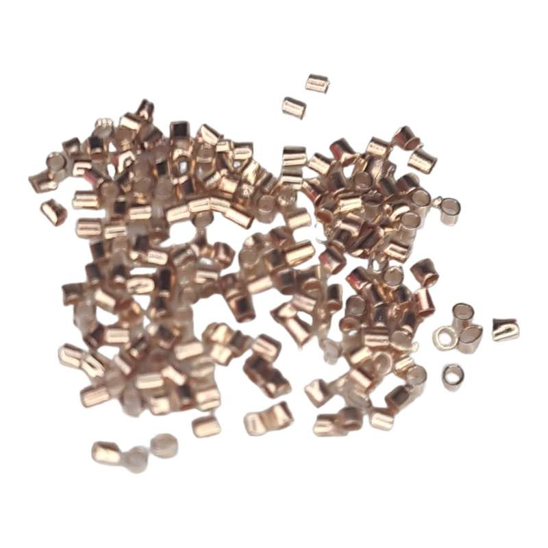 20x Tube crimps, Stainless steel, rose gold, 1.5mm