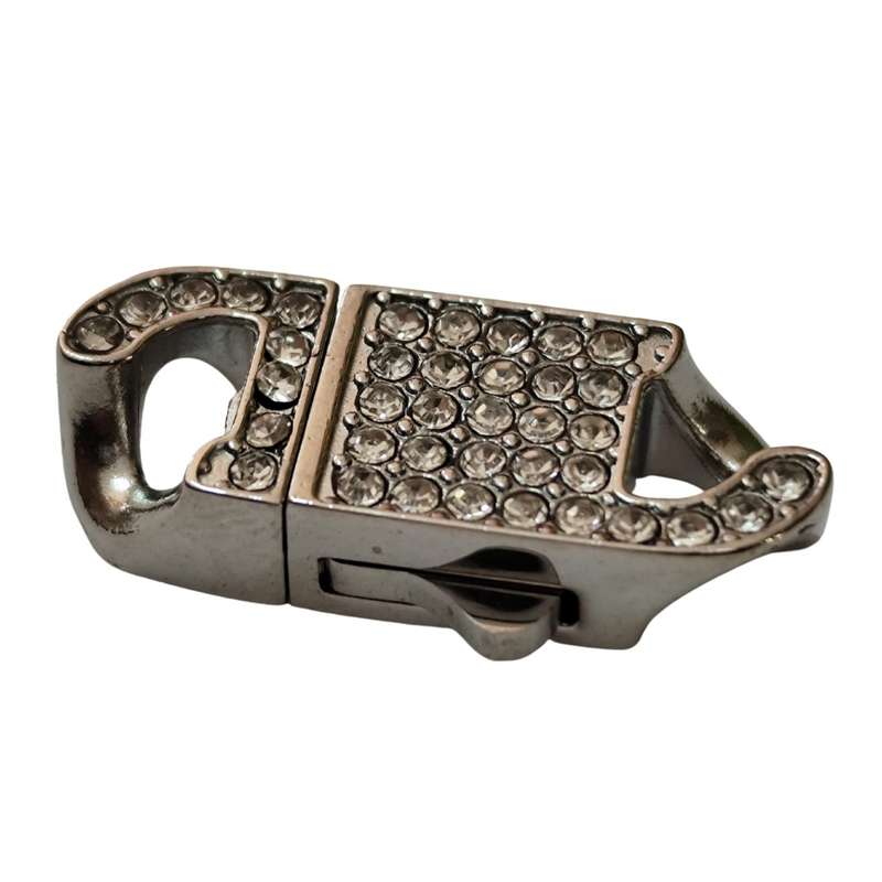 Stainless steel clasp w rhinestone inlay, 24mm