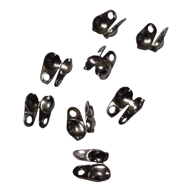 4 pairs Clamshell bead end, Stainless steel, 9mm