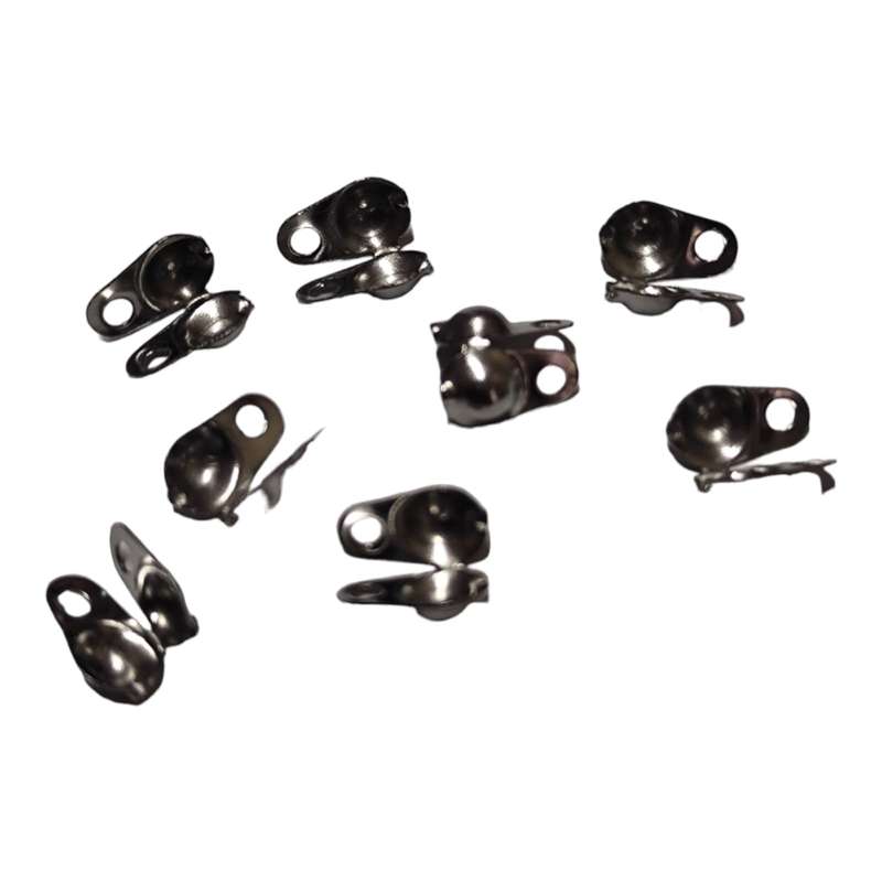 4 pairs Clamshell bead end, Stainless steel, 9mm