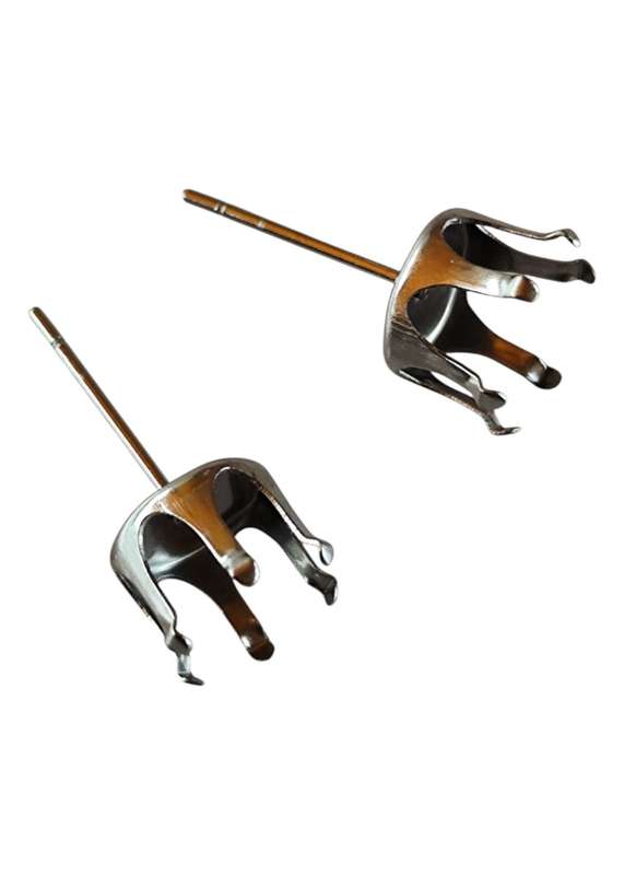 Pair of stud post, Stainless steel, silver coloured, 8.3mm post