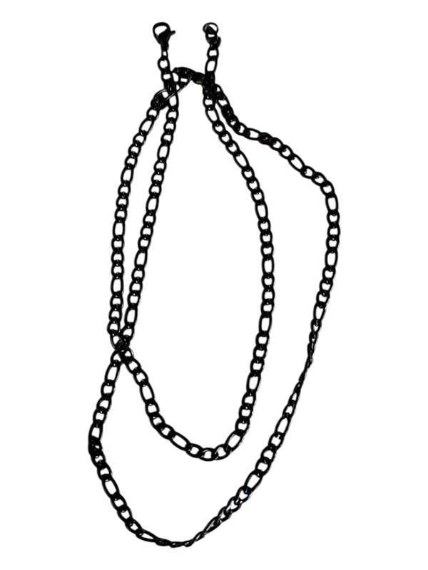 Black Stainless steel Figaro chain w clasp, 4mm, 60cm,