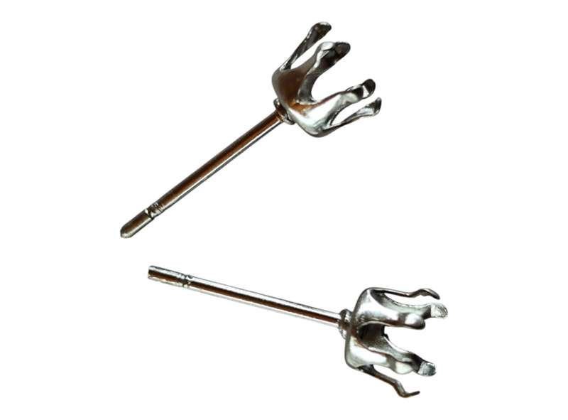 Pair of stud post, Stainless steel, silver coloured, 4mm post