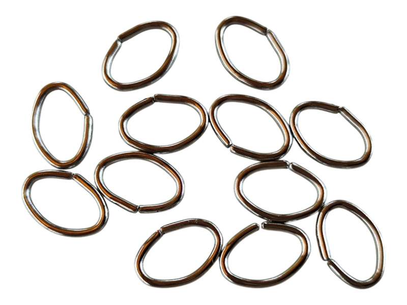 12 x Oval Jumprings in stainless steel, 10 x 6mm, 1mm thick