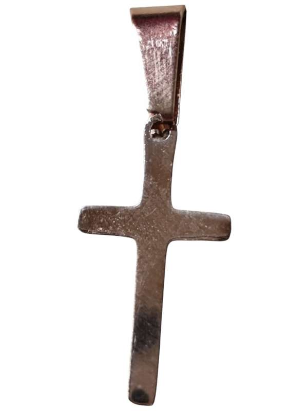Cross charm, stainless steel, rose gold 27mm with bail