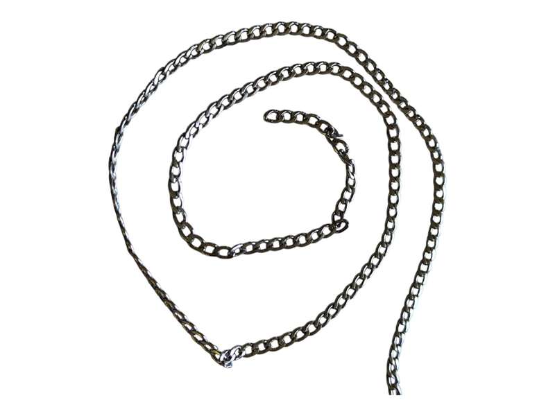 Stainless steel flat curb chain, 5x4mm, 1 meter