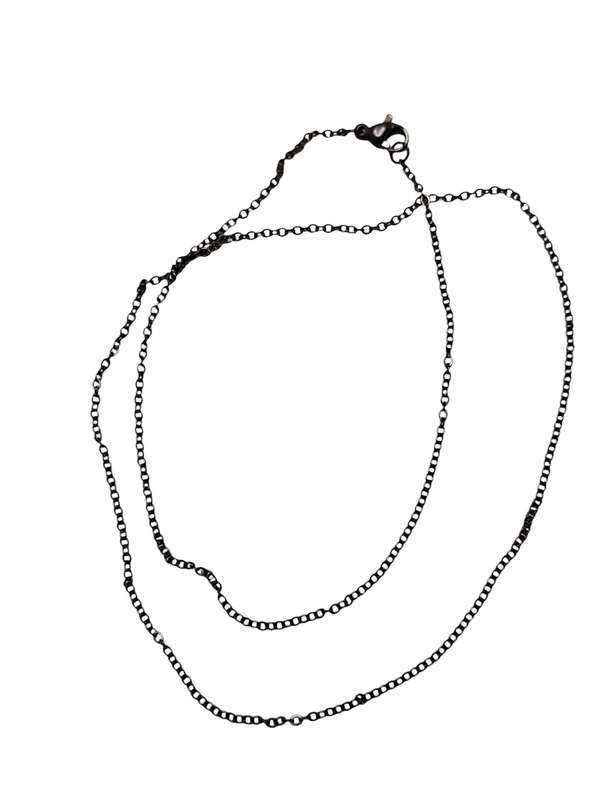 12 pcs Stainless steel chain w clasp, 1.6mm, 48cm, black
