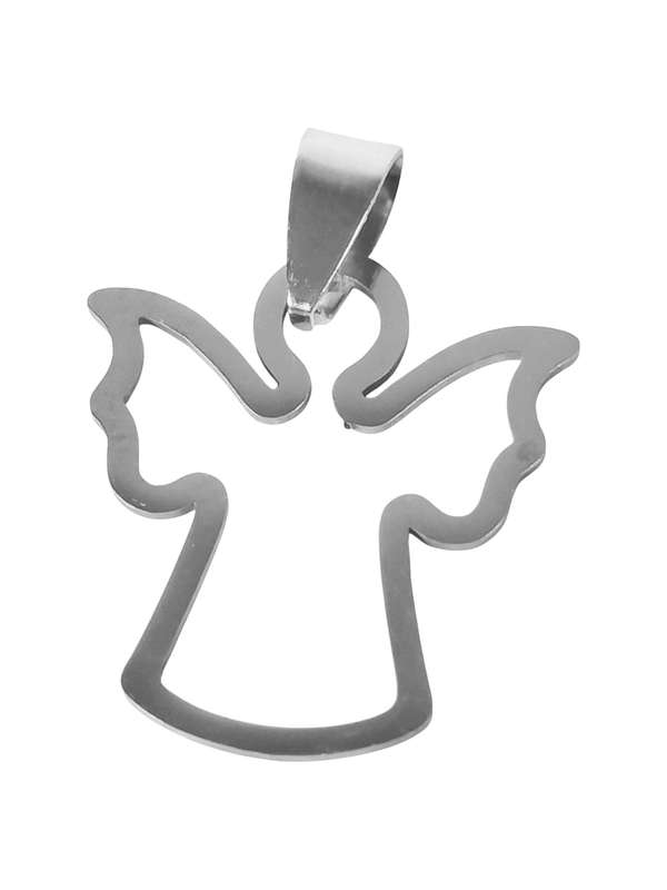 Stainless Steel Pendant, Angel outline, 24mm excl bail