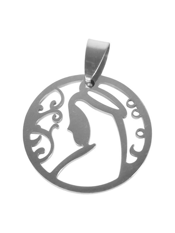Stainless Steel Pendant, Saint lady, 25mm round