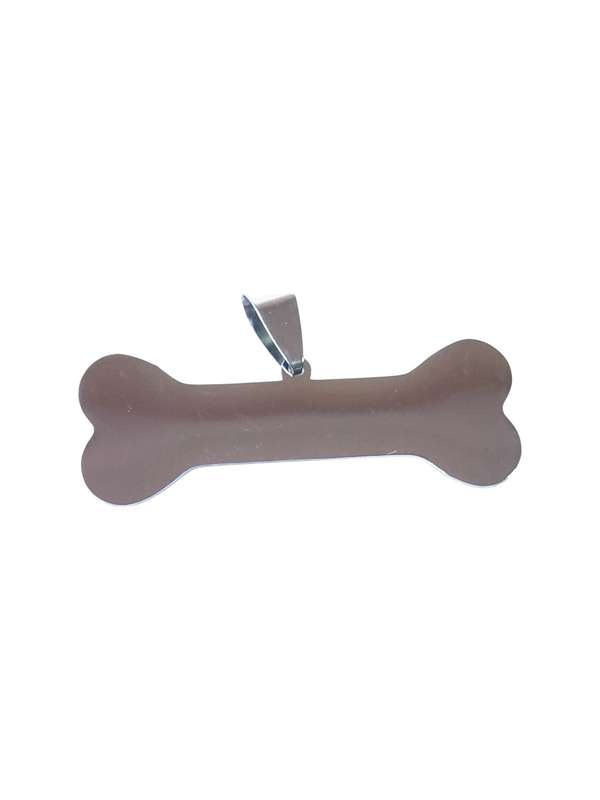Pendant in stainless steel with bail, bone, 41mm