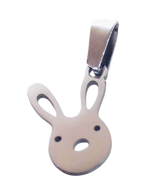 Small Pendant in stainless steel with bail, Bunny head, 25mm
