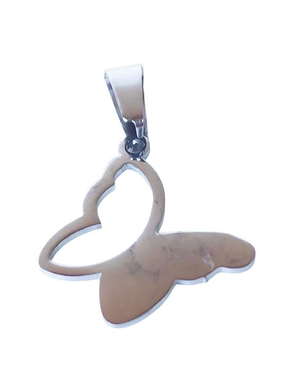 Small Pendant in stainless steel with bail, Small butterfly, 28mm