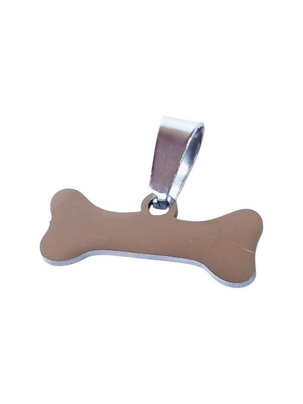 Small Pendant in stainless steel with bail, Bone, 19mm