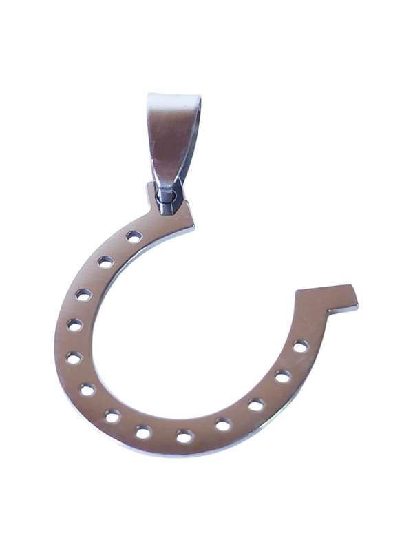 Pendant in stainless steel with bail, Horse shoe, 32mm