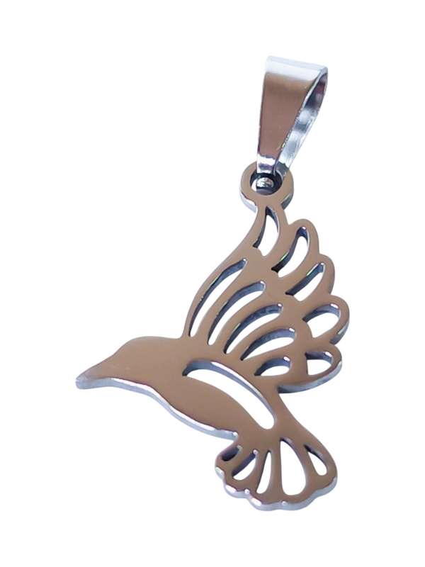 Small Pendant in stainless steel with bail, Bird, 26mm