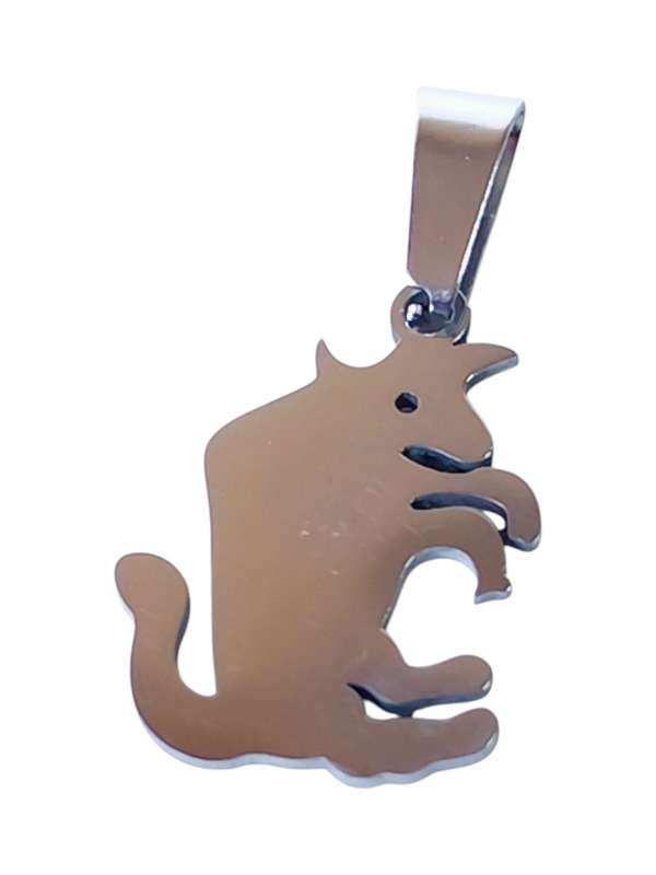 Small Pendant in stainless steel with bail, Bull, 27mm