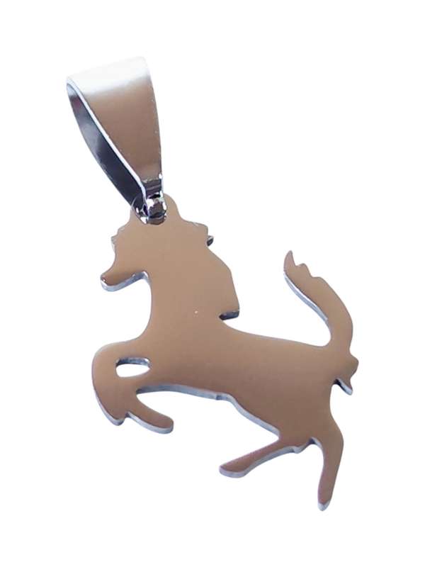 Pendant in stainless steel with bail, horse 50x29mm