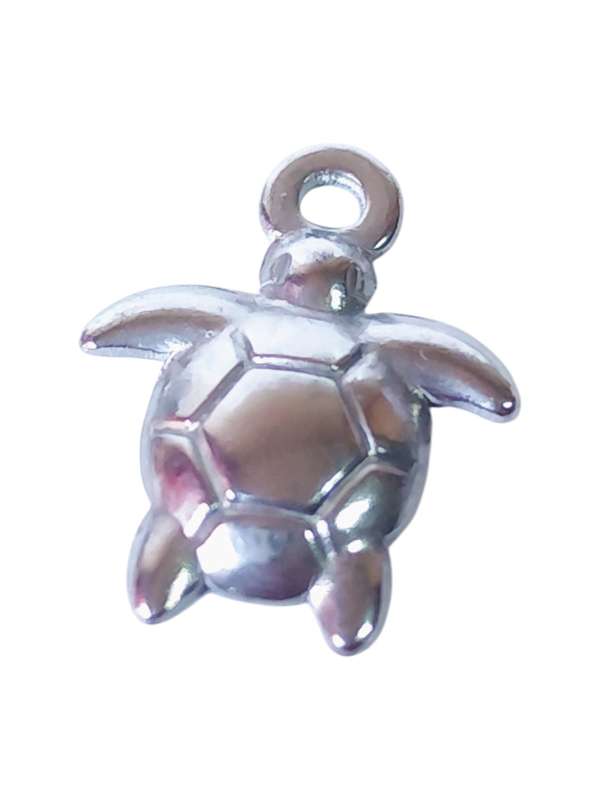 Charm in stainless steel, Turtle, 14mm