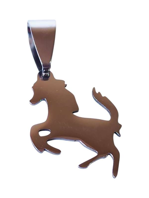 Small Pendant in stainless steel with bail, Small horse, 17mm