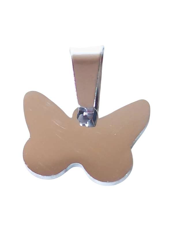Small Pendant in stainless steel with bail, Butterfly, 14mm