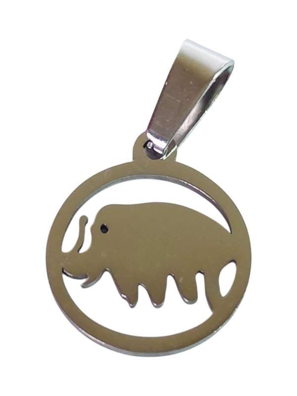 Pendant in stainless steel, Elephant, 14mm